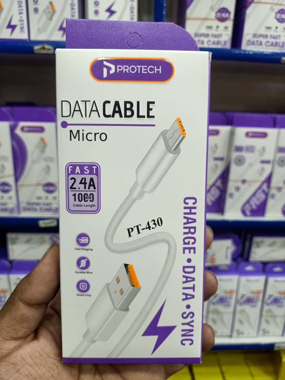 Protech Micro Data CablePro Tech 1.2M Micro USB Cable – Fast Charging 2.4A, Pure Copper, Durable Quality