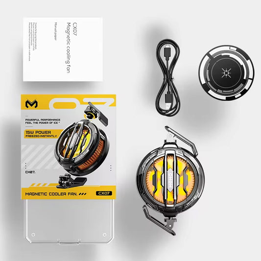 Magnetic RGB Phone Cooler – Silent Semiconductor Radiator with Detachable Cover & Cleaning Brush for iPhone & Android