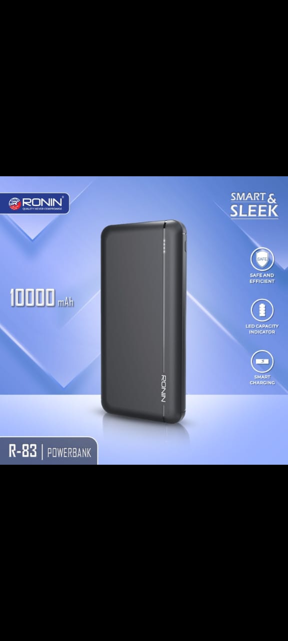 Ronin R83 10000mAh Power Bank – Compact, Fast Charging with Dual USB & Type-C Output
