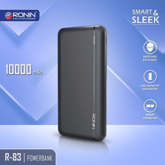 Ronin R83 10000mAh Power Bank – Compact, Fast Charging with Dual USB & Type-C Output