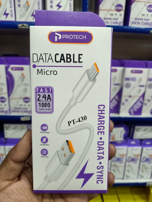 Protech Micro Data CablePro Tech 1.2M Micro USB Cable – Fast Charging 2.4A, Pure Copper, Durable Quality